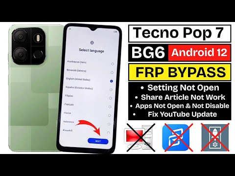 Tecno POP 7 (BF6) Frp Bypass Android 12 Without PC | Apps Not Working | Share Article Not Working