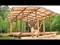 I'm Making a Large Temporary Roof for My Off Grid Log House With My Dog, Ep3 - Summer heat