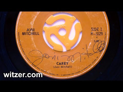 CAREY - JONI MITCHELL (1971) autographed on Reprise 45 RPM (Canada Blue Cary Matala Crete Greece)