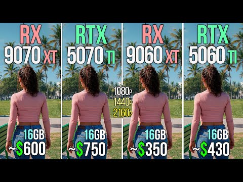 RX 9070 XT vs RTX 5070 TI vs RX 9060 XT 16GB vs RTX 5060 TI 16GB - Test in 20 Games