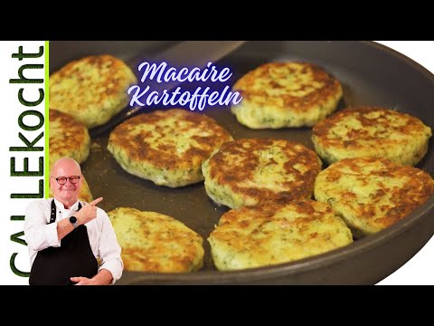 Knusprige Kartoffeltaler mit Speck und Zwiebel selber machen. Rezept