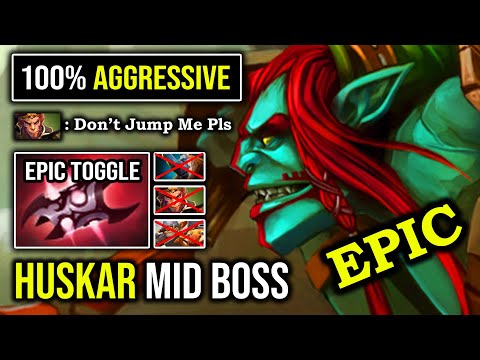 NOBODY CAN GANK MID 100% Aggressive Jump Huskar | AMAZING Armlet Toggle with Imba Burning Spear DotA