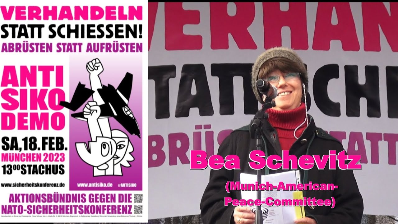 Anti-Siko-Kundgebung Marienplatz München: Rede von Bea Schevitz (Munich America Peace Committee)