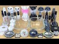 BLACK Vs WHITE SLIME Mixing Makeup And Glitter Into Clear Slime ASMR Satisfying Slime Videos 1080p