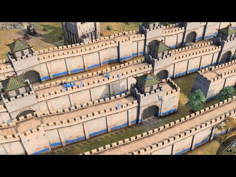 Age of Empires 4 Multiplayer Co-op - Massive Mountain Pass Defense #2 400 pop (4v4)