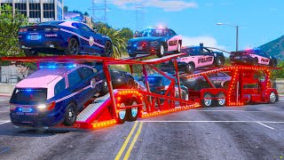 New Car Hauler Towing Pink Police Cars in GTA 5 RP