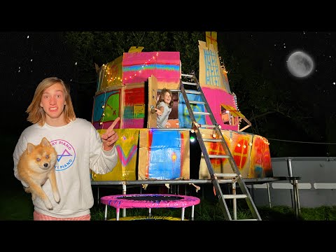 We're staying in the GIANT TRAMPOLINE HOUSE! (with our DOGS!)