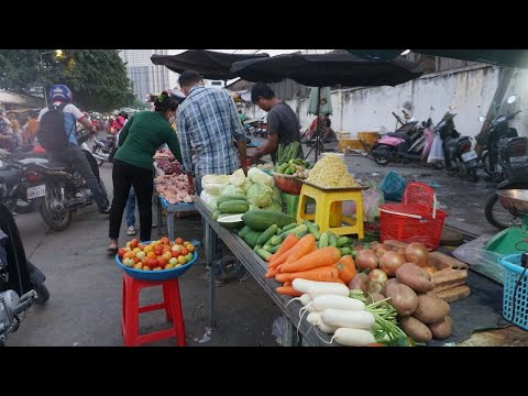 Walk Around Street Market Near Garment Factory - Evening Street Market @Toul Sangke