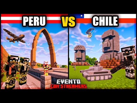 100 Jugadores SIMULAN UNA GUERRA entre PERÚ y CHILE en Minecraft Hardcore con STREAMERS!!