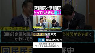 岡本みつなり 中道 vs 足立康史 国民民主党 「衆議院と参議院の大きな違い」