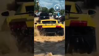Lambo in a flood, the owner is really angry with politicians! 🤬 rate 1-10 your laugh 😹