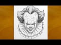 How To Draw Pennywise From IT Scary Clown Drawing Step By Step