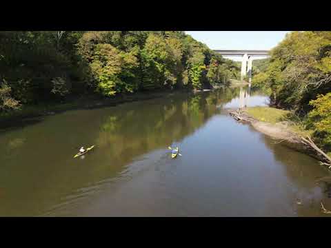 Drone view of the Kishwaukee river in the Gorge