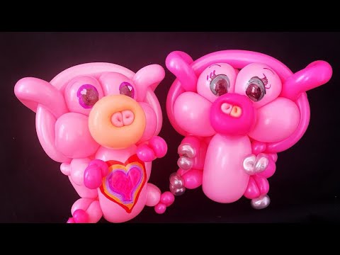Pig balloon tutorial. How t make a cute balloon pig. Chinese New Year. Valentines balloon design.