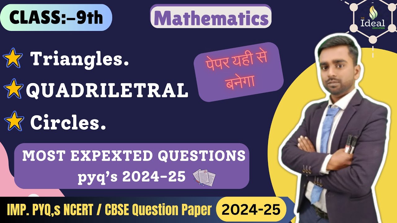 🔥Class-9th | Math's | CH- 7,8,9 | All most Expected Question Ever| #Cbse 9th #live