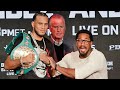 Demetrius Andrade GRABS David Benavidez after TENSE FACE OFF in funny moment!