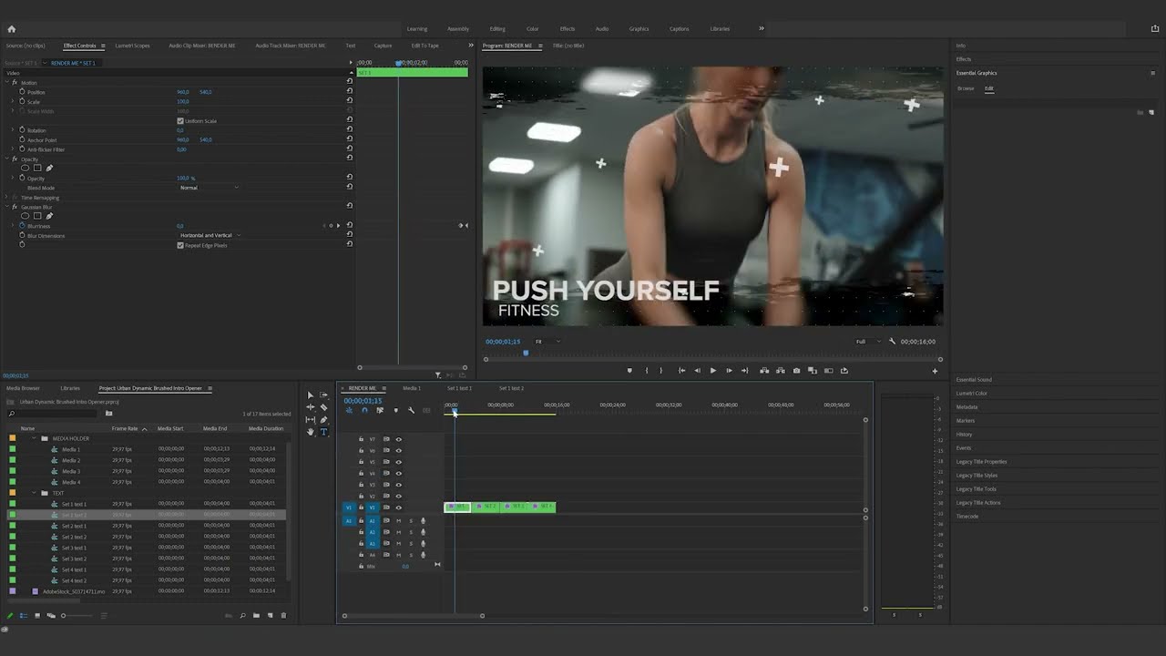 How to edit the Urban Dynamic Brushed Intro Opener in Premiere Pro