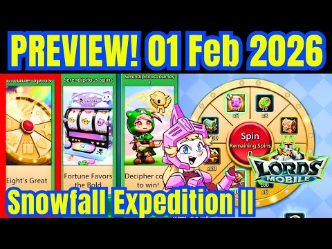 Lords Mobile – 01 February 2026 Update: packs, monsters & more, Snowfall expedition part 2 , New 