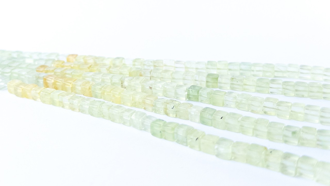 Prehnite | Smooth Cube | 5-5.5mm Bead Size | 20cm Strand Length video