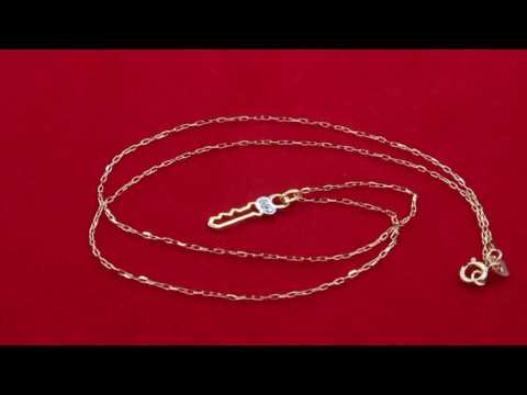 TELEIOS LUXE 18K GOLD 0.02CT DIAMONDS KEY ENGRAVED NECKLACE - TL0000043