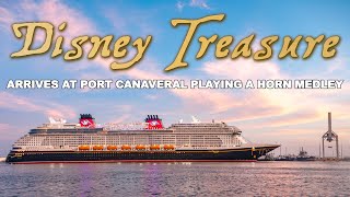 Disney Treasure Arrives at Port Canaveral Playing a Horn Medley - November 12, 2024