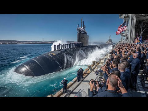 How US Navy Launches Its Brand New Submarine Onto The Sea