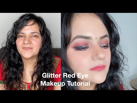 #Makeuptutorial | GLITTER RED SMOKEY EYE MAKEUP TUTORIAL | #makeupbyurvashi2905