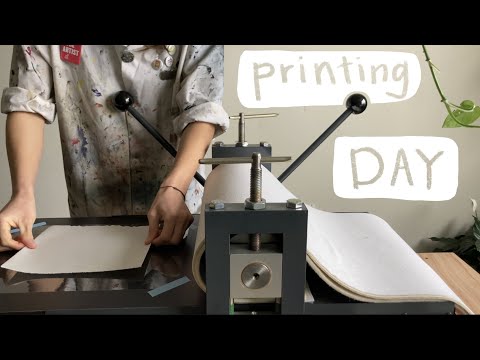 BLOCK PRINTING PROCESS, Linocut Printmaking, ART STUDIO vlog 17
