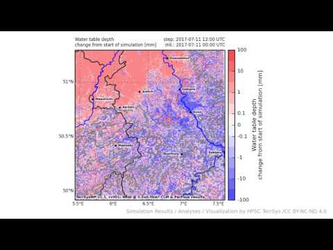 TerrSysMP monitoring run 2017-07-11 - water table depth change - NRW (24h)