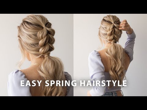 EASY BRAIDED PONYTAIL HAIRSTYLE SPRING 🌷 Wedding,...