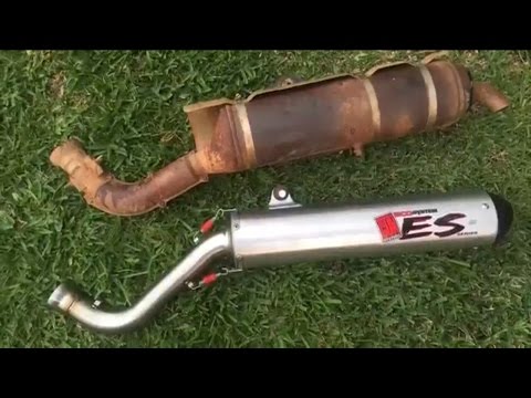 Yamaha Grizzly 700 Stock Exhaust vs Big Gun ECO System ES Series Exhaust
