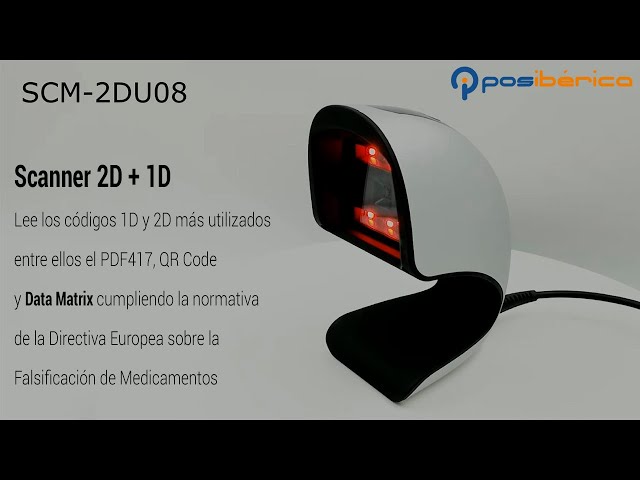 Lector de Códigos de Barras Posiberica SCM-2DU08 2D Sobremesa USB CMOS Negro Plata video