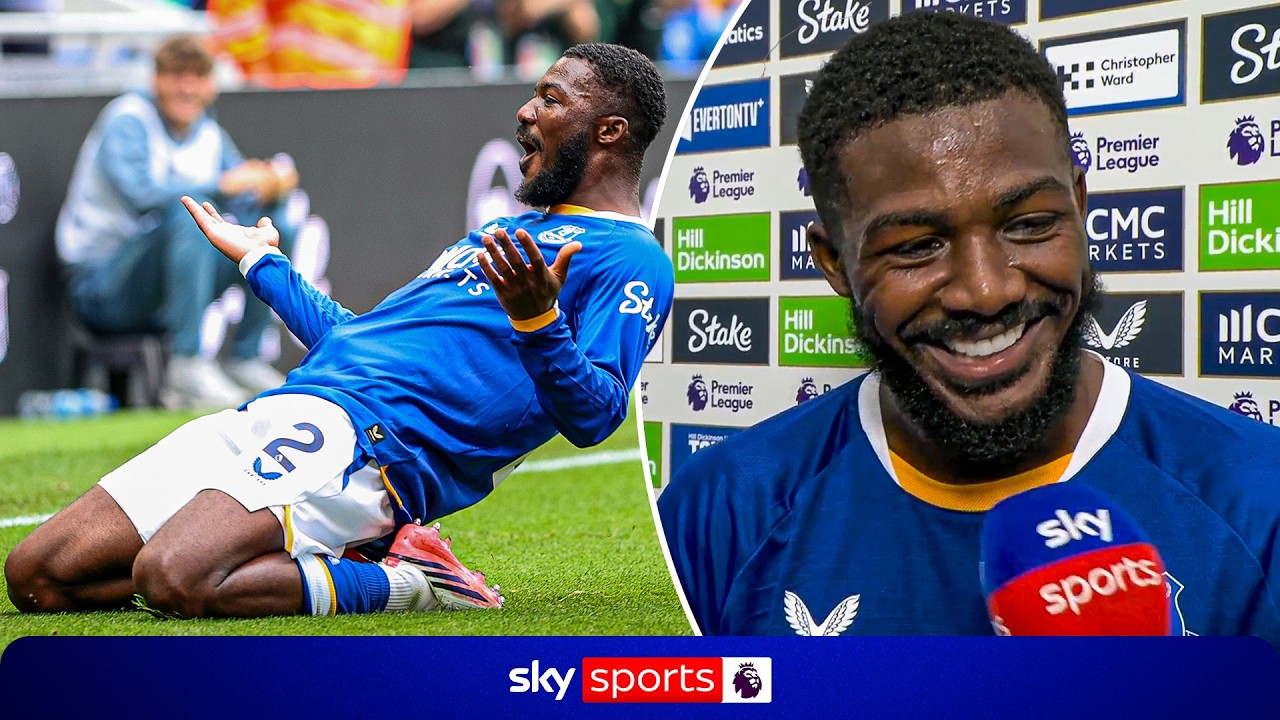 Ainsley Maitland-Niles reacts to scoring Everton's DRAMATIC late equaliser vs Man Utd