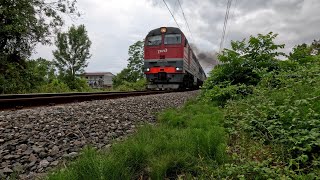 Грузовой поезд под тепловозом 2ТЭ116У-0259 следует по перегону Весёлое - Цандрыпш Россия/Абхазия