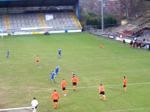 Junior Brown scores Town's equaliser after coming on as a sub vs. Colwyn Bay.