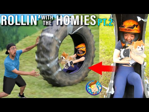 ROLLING my Sister Down a Hill in a Gigantic TIRE! (FV FAMILY FUNNY Tractor Crossfit Tire Vlog)