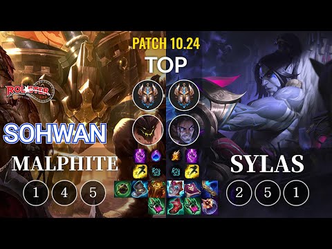 KT SoHwan Malphite vs Sylas Top - KR Patch 10.24