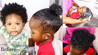 HOW TO SOFTEN & DEFINE BABIES DRY THICK HAIR (MY 1YR OLD TODDLER HAIR ROUTINE) | OMABELLETV