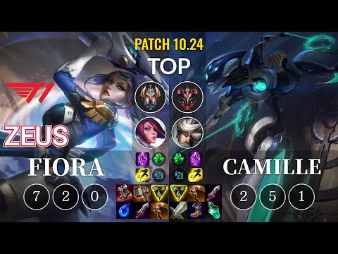 T1 Zeus Fiora vs Camille Top - KR Patch 10.24