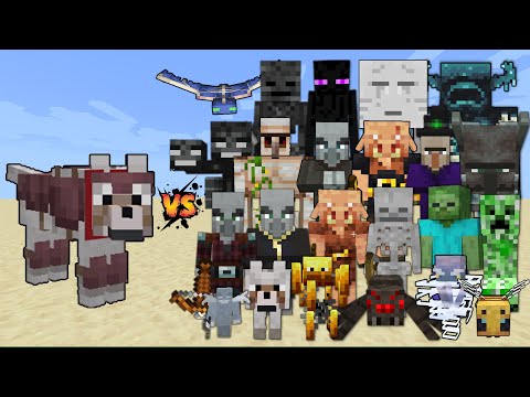 Ultimate Wolf Armor vs All Minecraft Mobs - Epic Battle