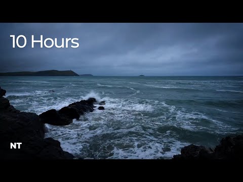 Stormy Ocean Sounds for Sleep & Relaxation (Atlantic Coast) Sea Waves on Rocks: Nature White Noise