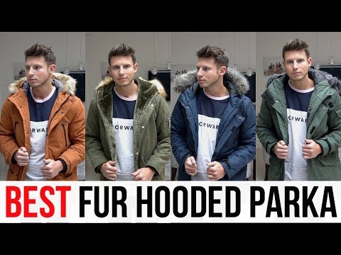 Fur Hooded Parka Jackets For Men