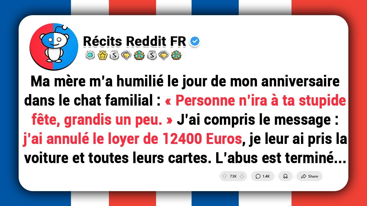 « Personne n’ira à ta stupide fête, grandis un peu », a envoyé ma mère dans le groupe familial.Alors