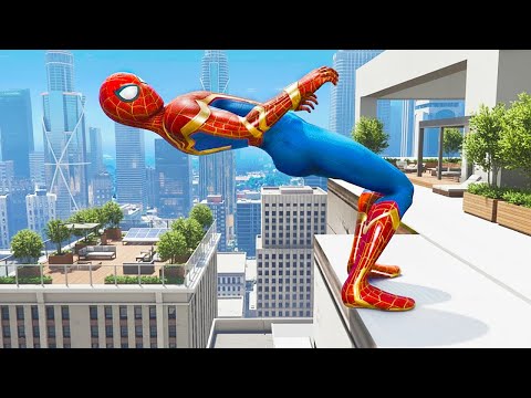 SPIDERMAN CRAZY JUMPS/FALLS (GTA 5 Spider-Man Fails) #69