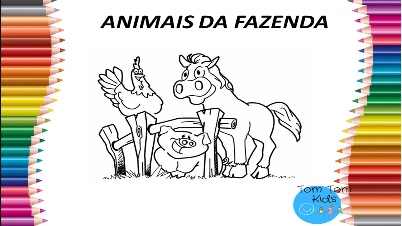 Animais da Fazenda - Colorindo Desenhos para crianças - Tom Tom Kids #crianças #desenhos #pintar