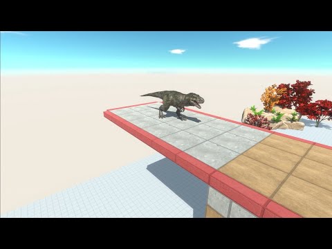 Escape - The t rex dinosaur runs to avoid the zombies that come in its way - Animal Revolt Battle