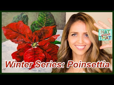 2/4 How to Paint a Poinsettia Flower Winter Acrylic Painting Tutorial