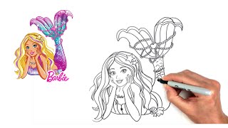 Barbie Mermaid Drawing | How to Draw Barbie
