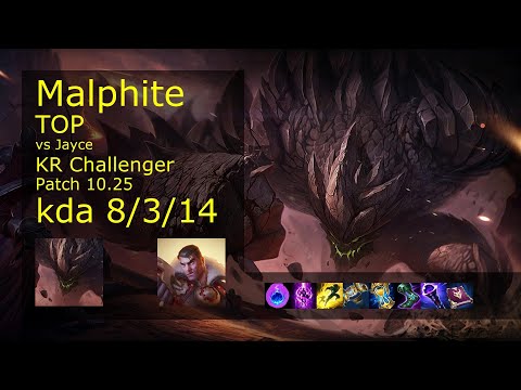 Malphite vs Jayce Top - KR Challenger 8/3/14 Patch 10.25 Gameplay // [롤] 말파이트 vs 제이스 탑