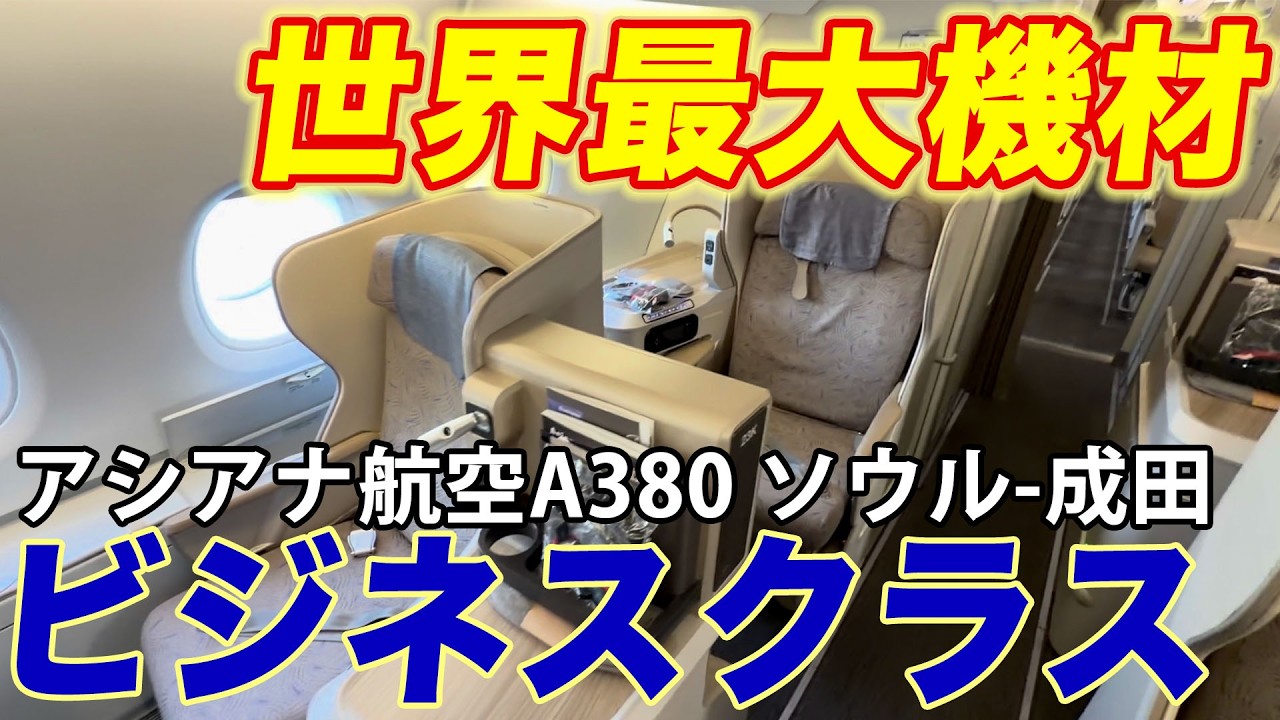【世界最大】手軽に！アシアナ航空A380ビジネスクラスで出勤！ソウル仁川〜成田まで贅沢な1時間半のフライト！
